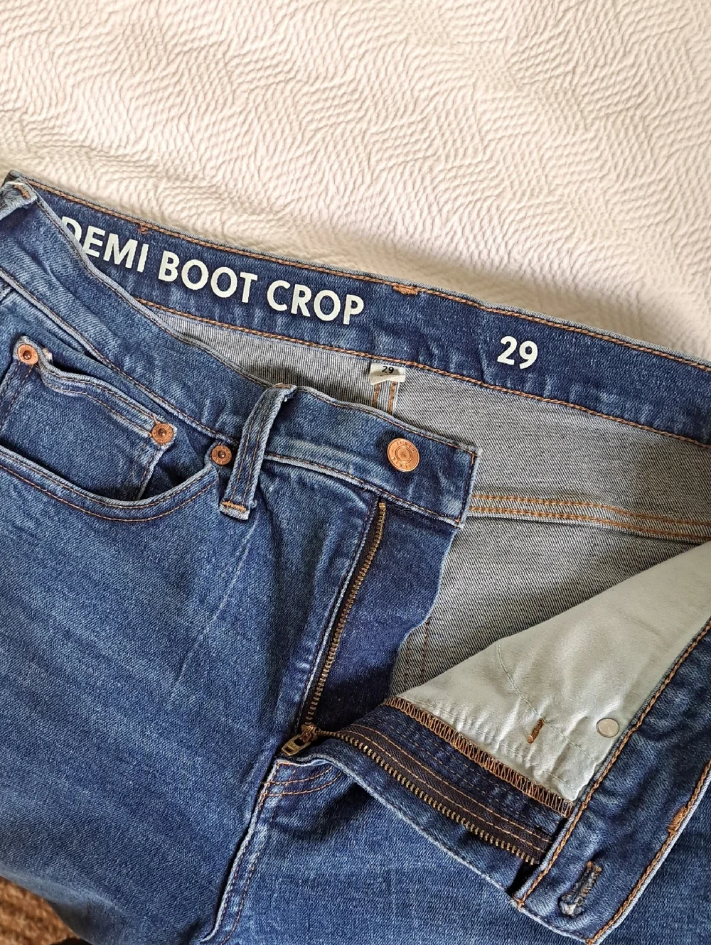 J.Crew‎ Womens Demi Boot Cut Crop Medium Stretch Wash Crop Jeans Raw Hems 29